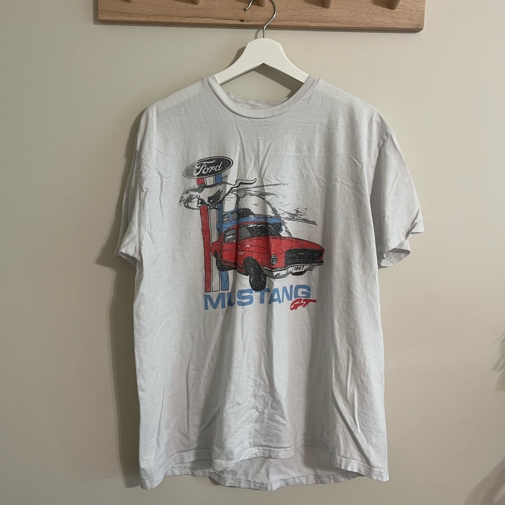 Ford Mustang White Oversized Graphic Tee
